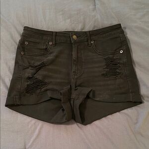 American Eagle Women's Black Distressed Shorts